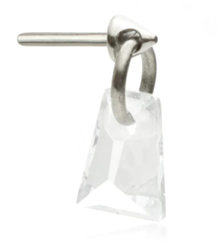 TI THREADLESS ATTACHMENT WITH TRAPEZOID SHAPED GEM CHARM