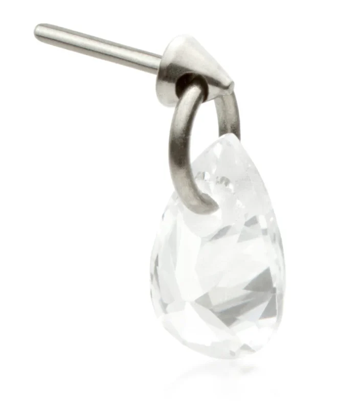 TI THREADLESS ATTACHMENT WITH TEARDROP GEM CHARM