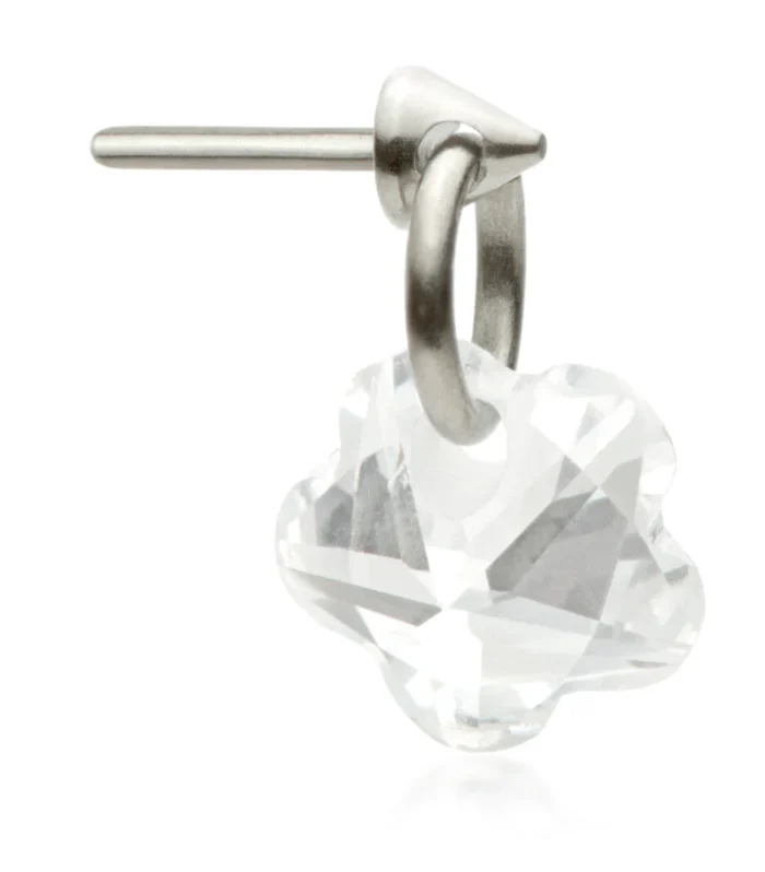 TI THREADLESS ATTACHMENT WITH FLOWER SHAPED GEM CHARM