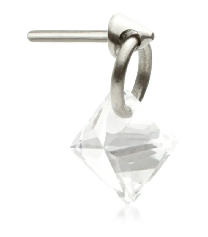 TI THREADLESS ATTACHMENT WITH PRINCESS CUT GEM CHARM