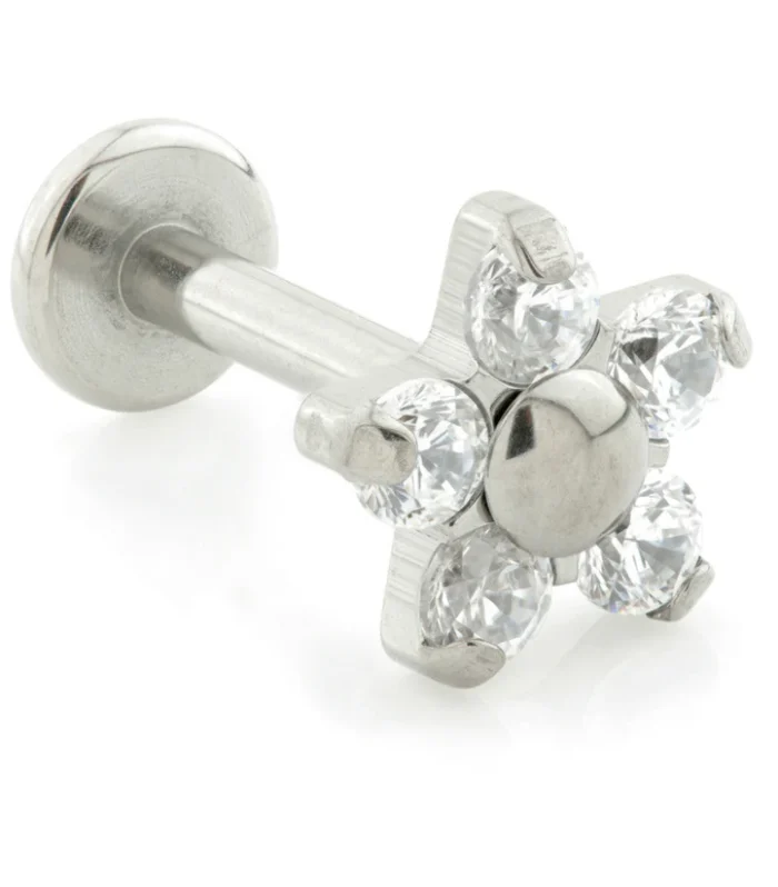Internal Micro Labret with Ti Gem Flower - 5 Petal (1.2mm)