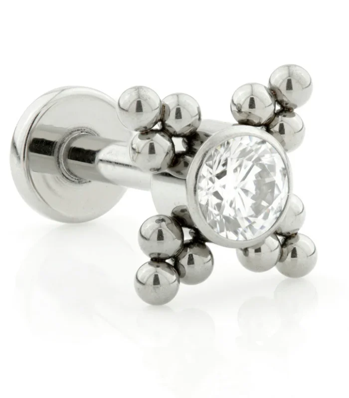 Ti Internal Labret with Gem 4 Triple Balls