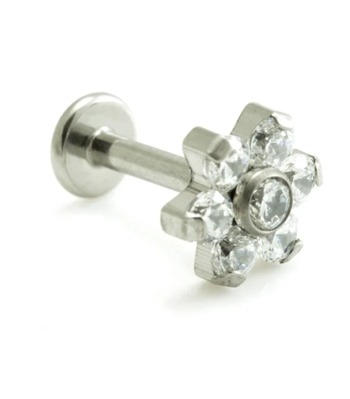 Internal Ti Micro Labret with Ti Gem Flower - 6 Petal (1.2mm)