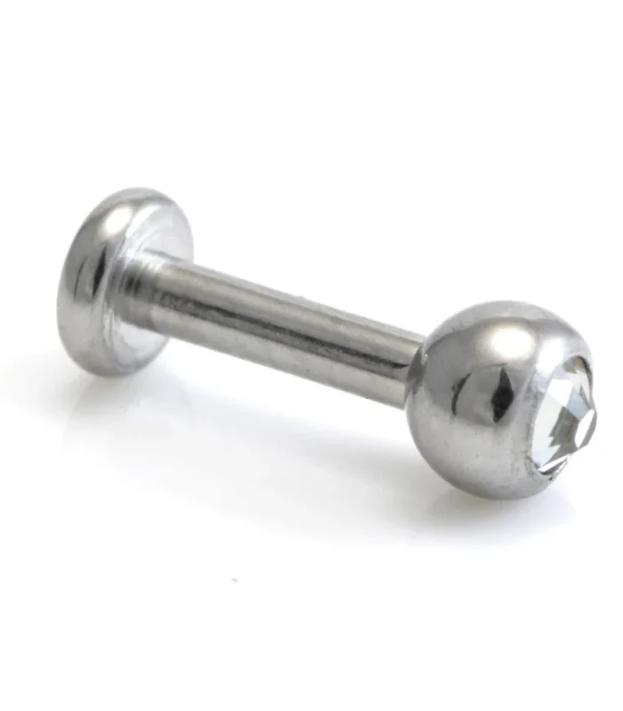 Old School Titanium Micro Internal Gem Labret with 3mm Base