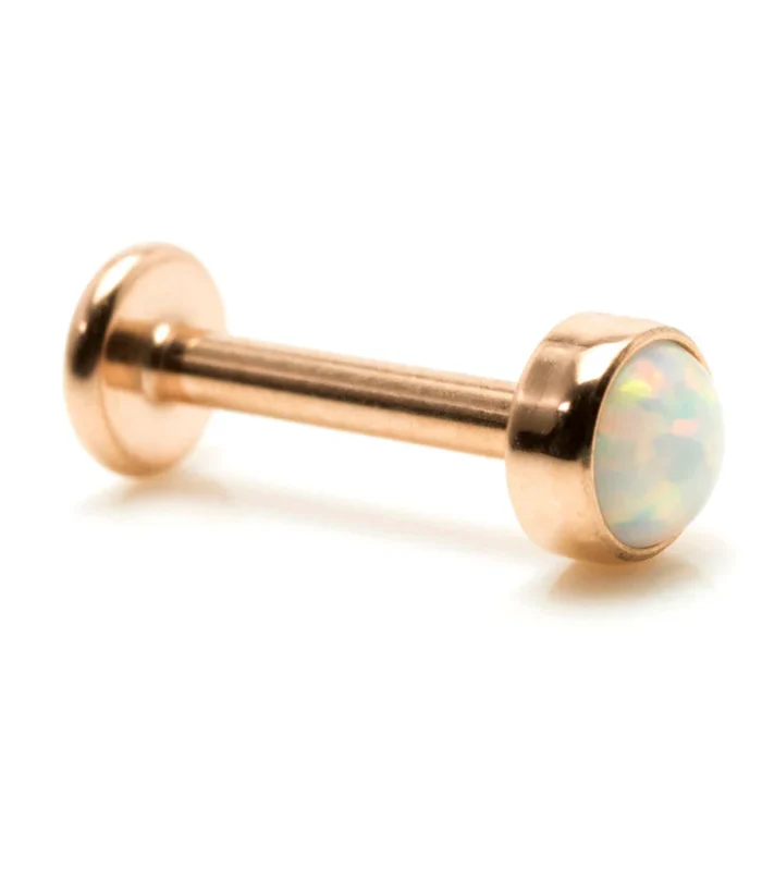 Rose Gold Internal Ti Micro Opal Disk Labret