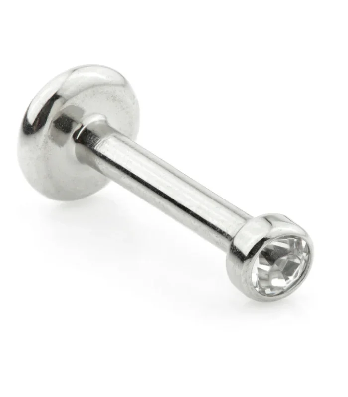 Ti Couture Internal 1.2mm Small Base Labrets with Facetted Gem Disk (0.8mm Thread)