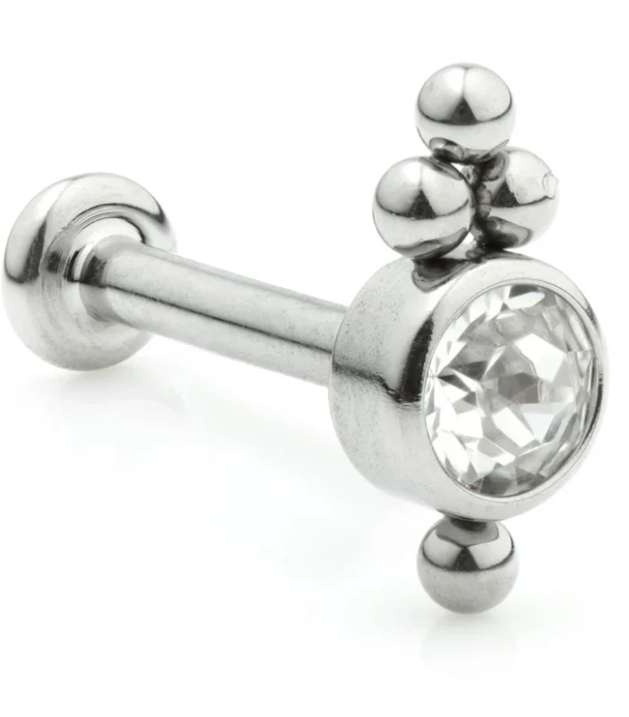 Ti Couture Internal Titanium Labret with Gem Cluster 3mm Base 1.2mm (0.8mm)