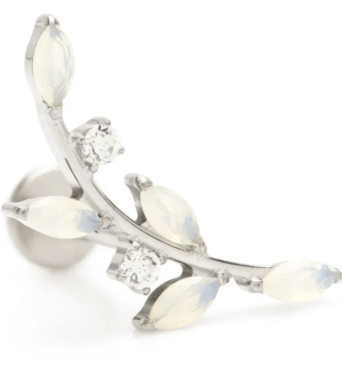 Ti Internal Curved Gem Leaf Labret