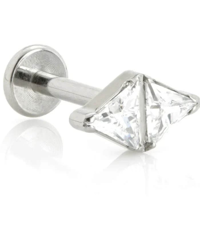 Ti Internal Labret with Jewelled Double Triangle Attachment