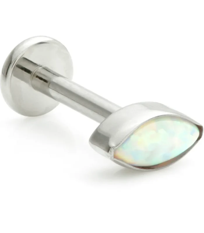 Ti Internal Labret with Opal Bezel Marquise Attachment