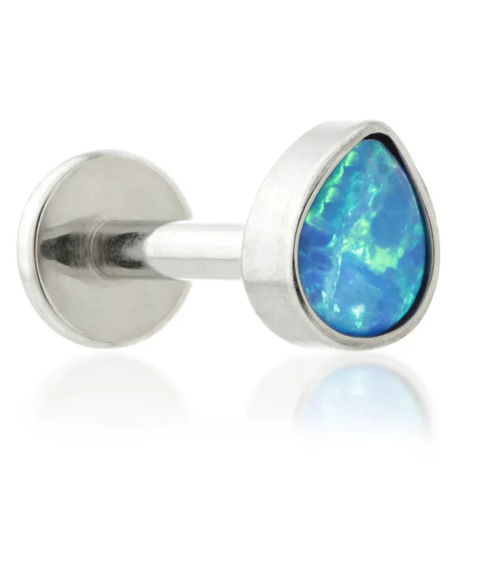 Ti Internal Labret with Opal Bezel Teardrop Attachment