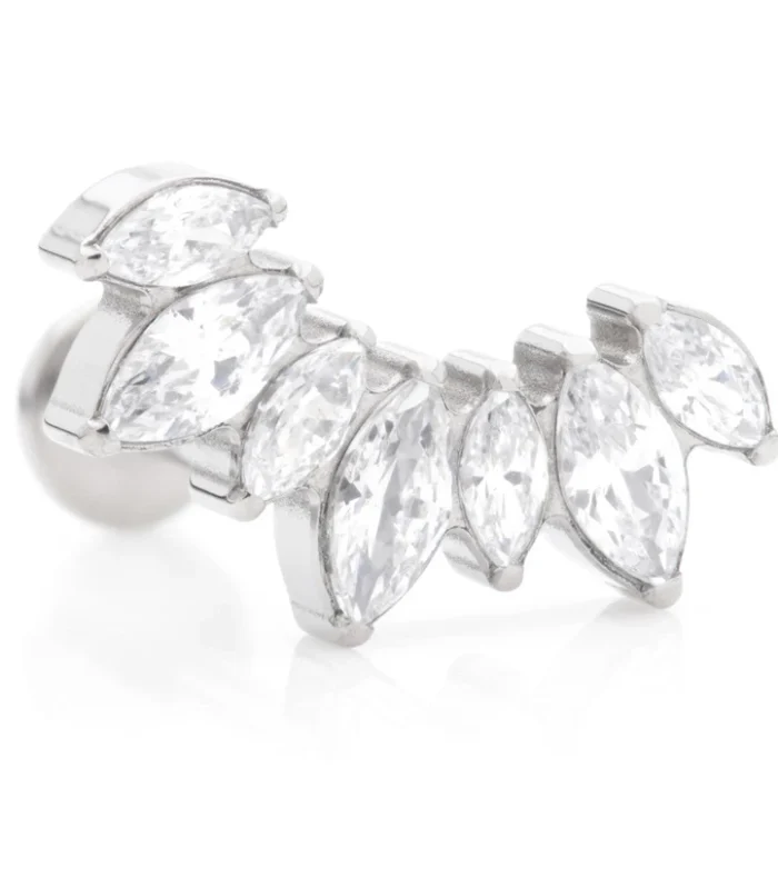 Ti Internal Labret with Prong Jewelled Marquise Cluster Attachment