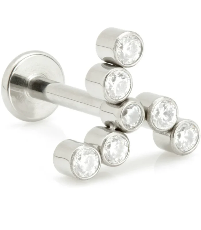 Ti Internal Labret with Windmill Shaped Jewelled Bezel Set Attachment