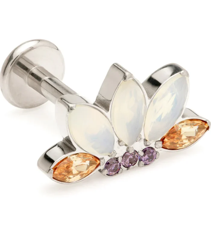 Ti Internal Multi-Gem Marquise Fan Labret