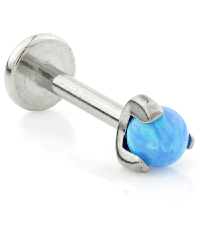Ti Internal Thread Micro Labret with Opal Prong Set Ball