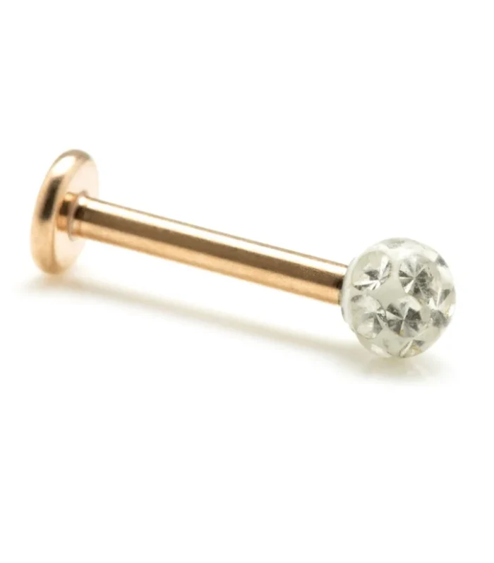 Rose Gold Ti Internal Labret with Multi Gem Resin Ball 1.2mm