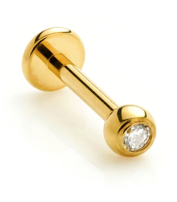 Gold PVD Ti Internal Labret with Gem Ball Attachment