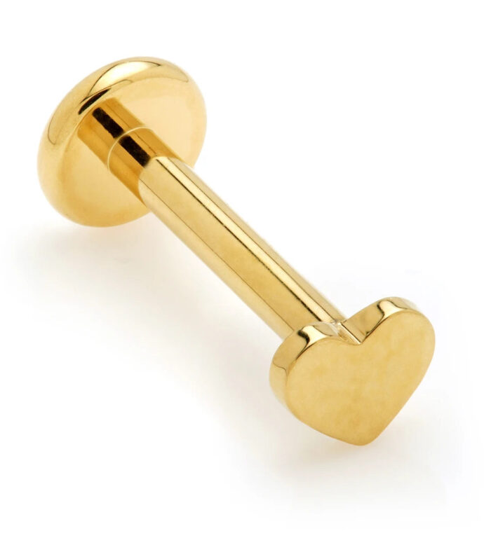 Gold PVD Ti Internal Labret with Heart Attachment