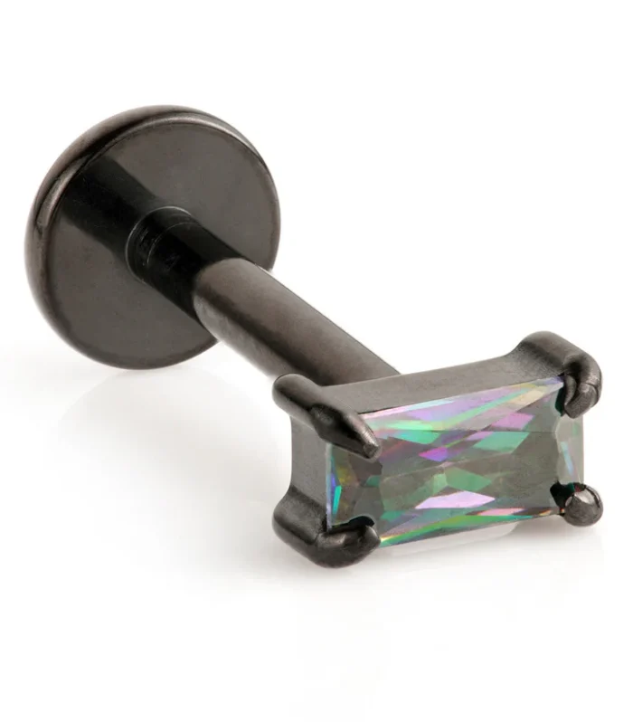 Evil Black Ti Internal Labret with Mini Baguette Gem Attachment