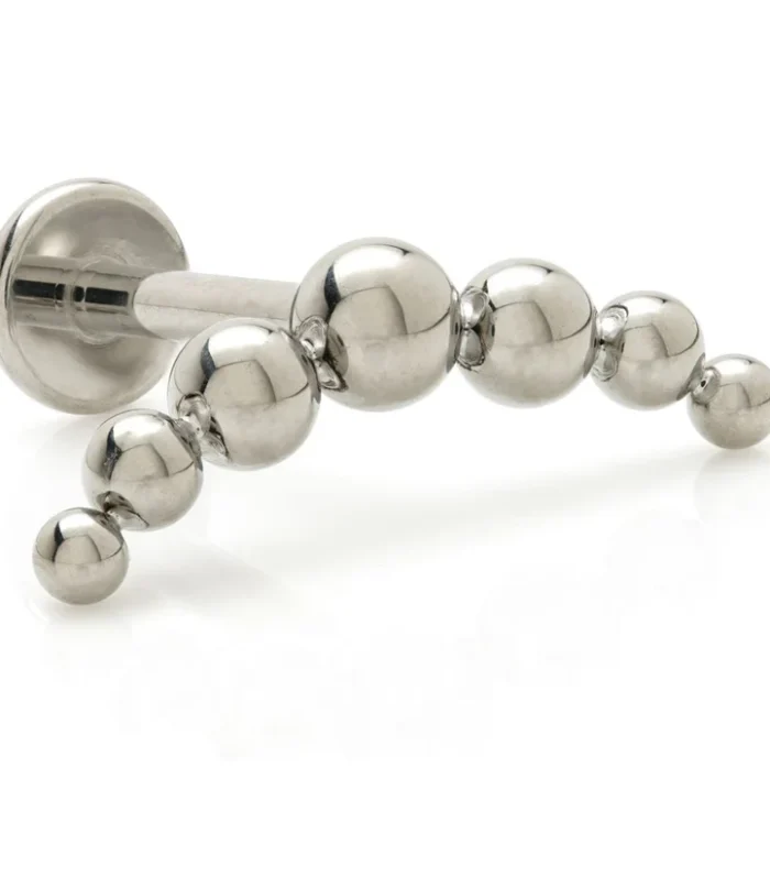 Titanium Internal Threaded Labret with Beaded Crescent Attachment