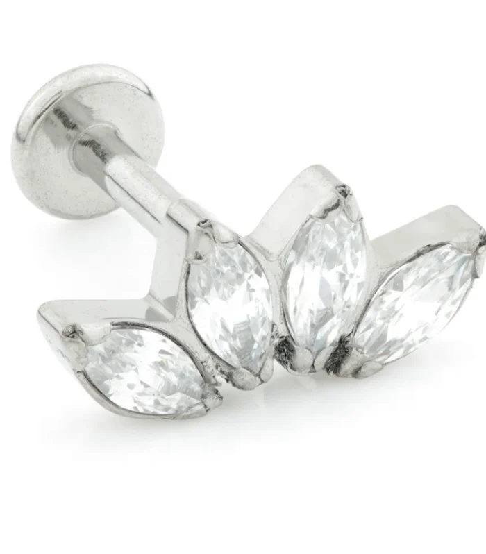 Internal Ti Micro Labret with Marquise Gem Cluster Attachment (1.2mm)