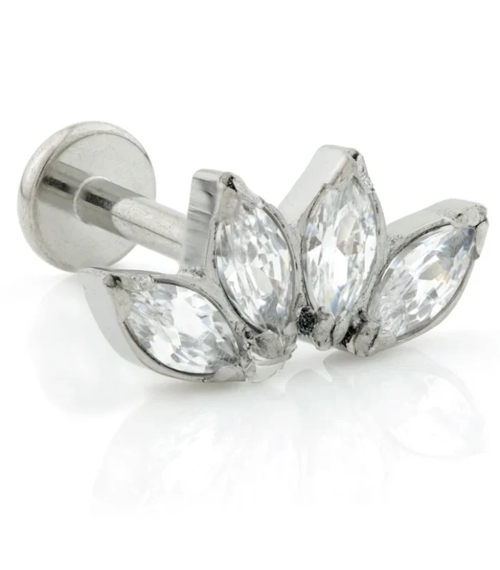 Ti Threadless Labret with Marquise Gem Crescent Top