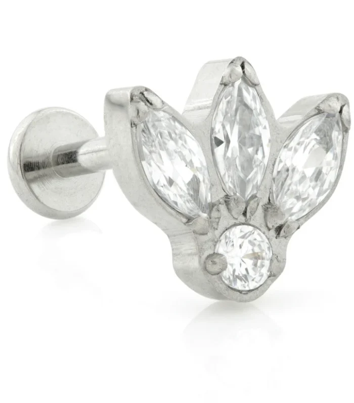Ti Internal Micro Labret with Fleur De Lis Gem Attachment (1.2mm)