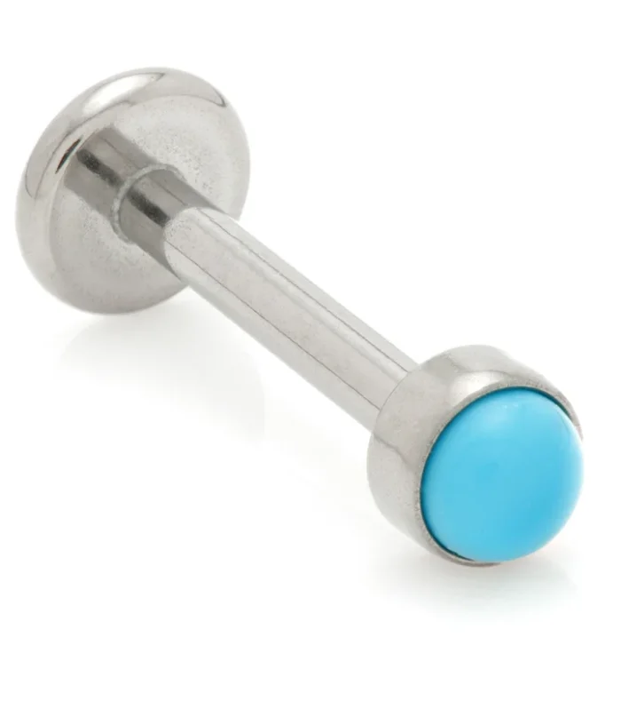 Ti Threadless Labret with Turquoise Gem Disk
