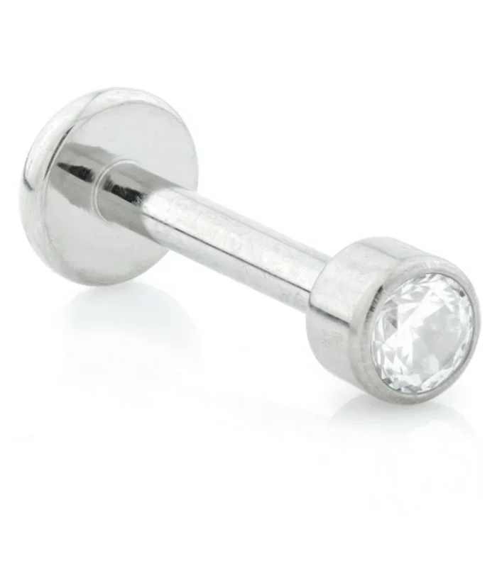 Ti Threadless Labret with Ti Gem Disk Attachment