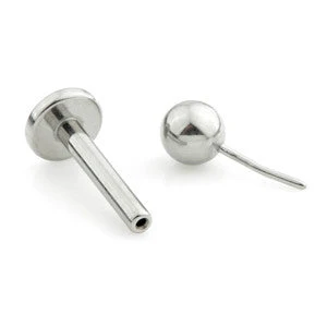 Threadless Titanium Small Base Labret with Pop in Plain Ball
