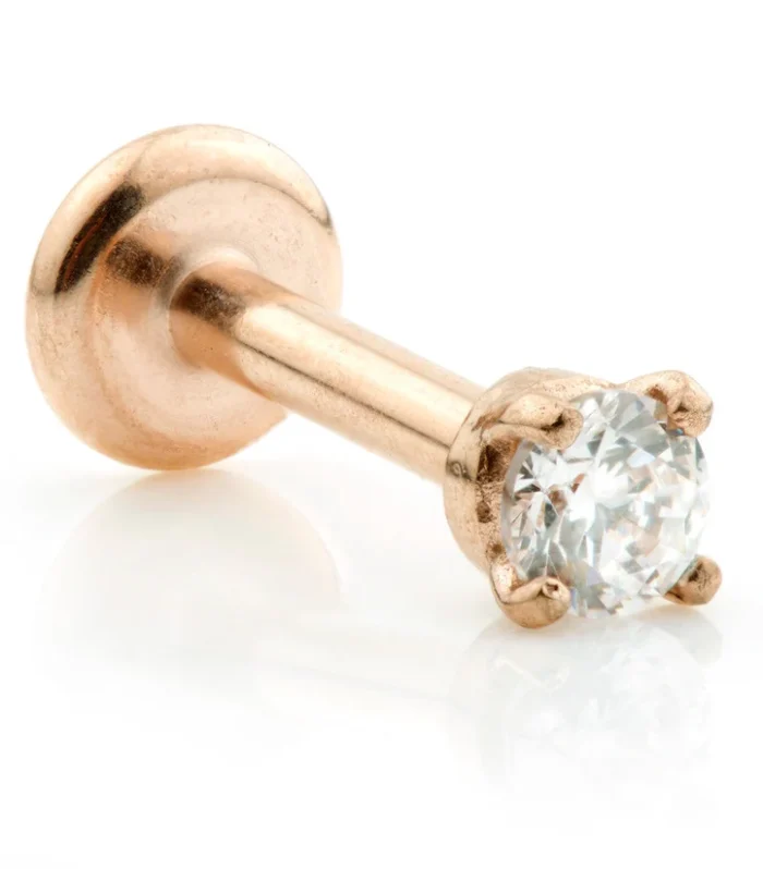 Ti Couture Internal Rose Gold Labrets with Prong Set Gem