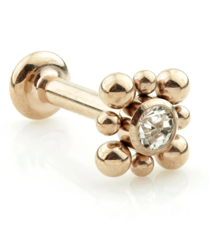 Ti Couture Rose Gold Internal Ti Labrets Gem Dot-Square