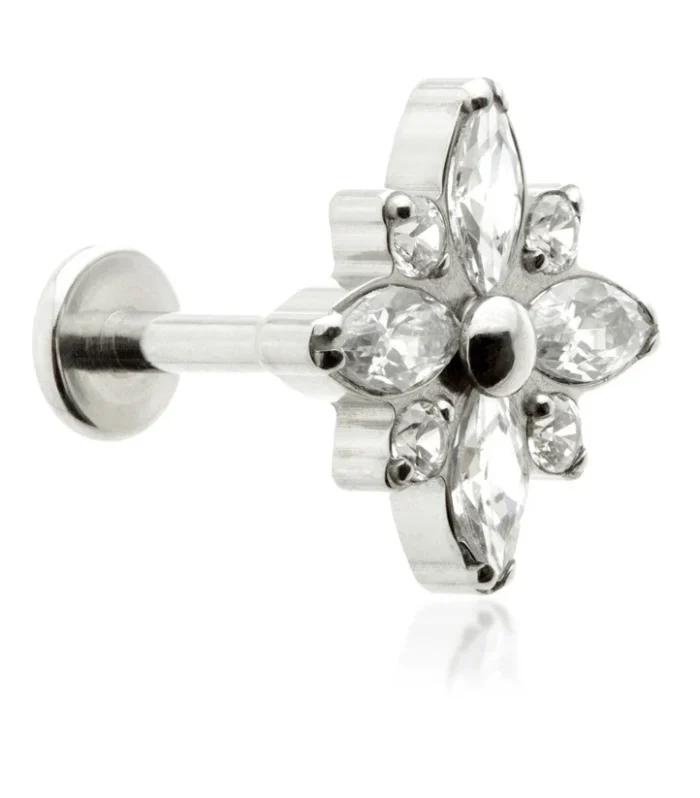 Ti Threadless Labret with Monogram Flower Attachment
