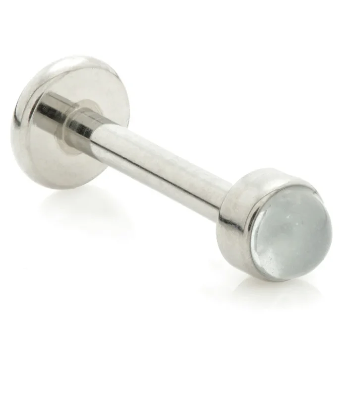 Ti Threadless Labret with Aquamarine Stone Bezel Attachment
