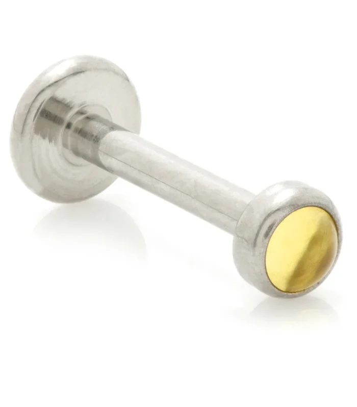 Ti Threadless Labret with Citrine Stone Bezel Attachment