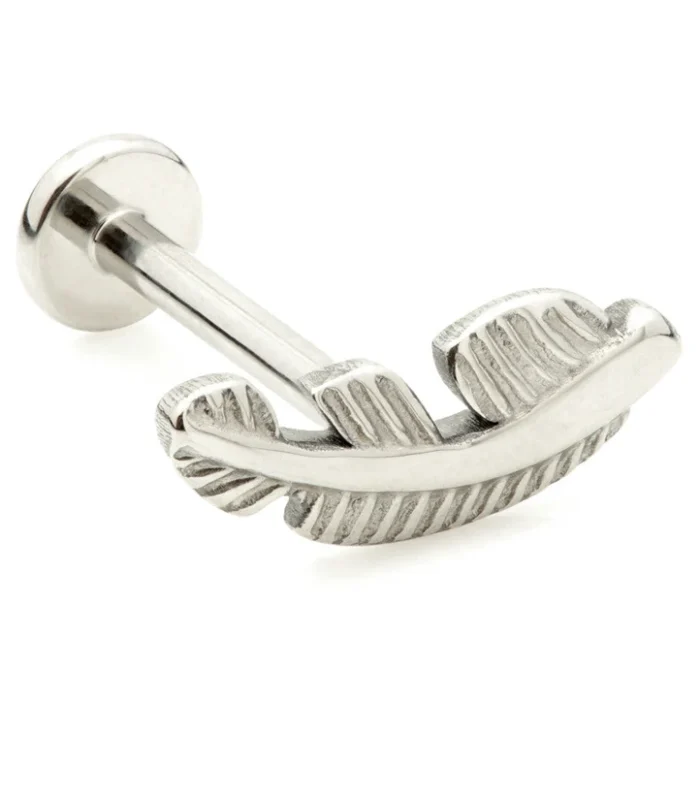 Ti Threadless Labret with Feather Attachment