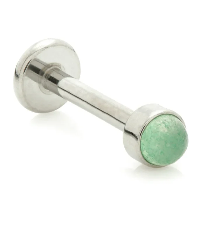 Ti Threadless Labret with Jade Stone Bezel Attachment