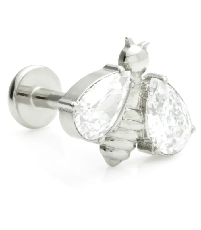 Ti Threadless Labret with Jewelled Bee Attachment