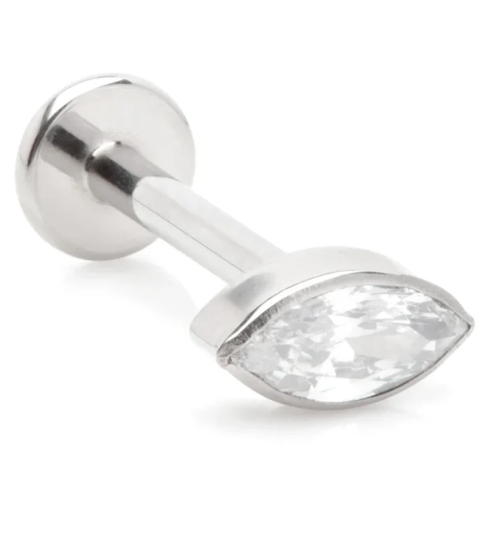 Ti Threadless Labret with Jewelled Bezel Marquise Attachment