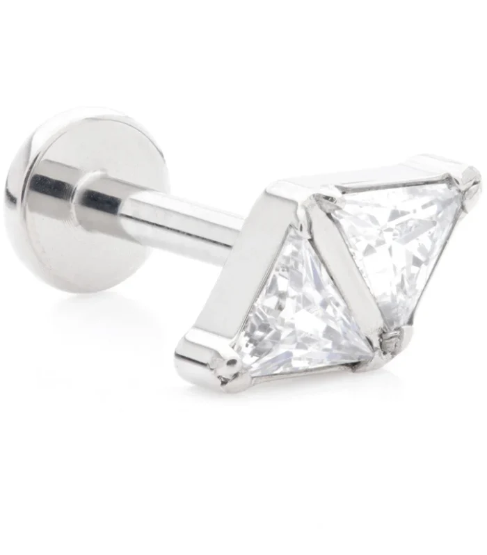 Ti Threadless Labret with Jewelled Double Triangle Attachment