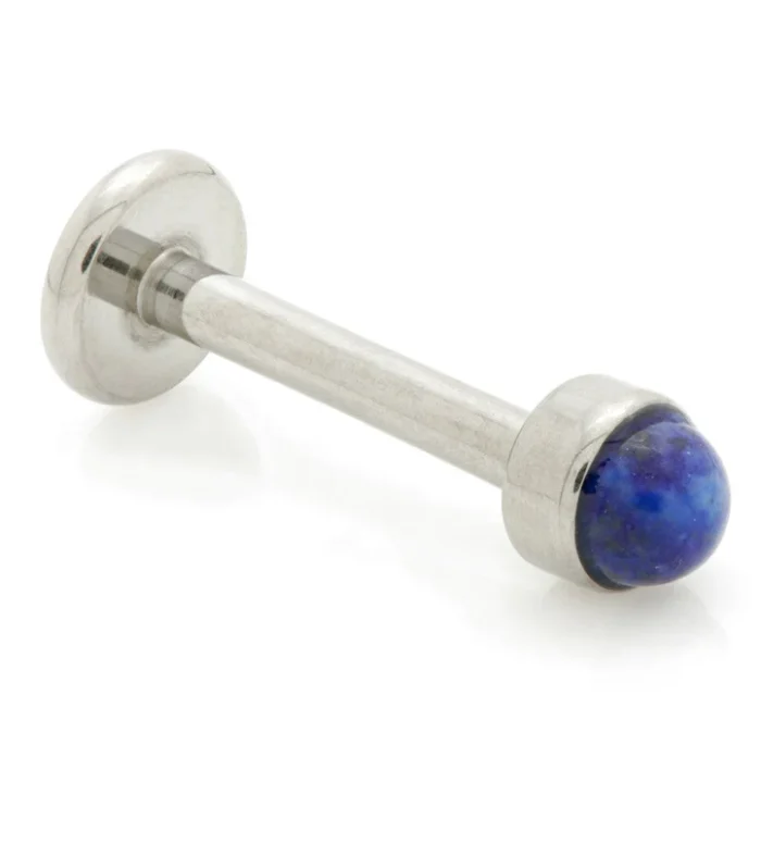 Ti Threadless Labret with Lapis Stone Bezel Attachment