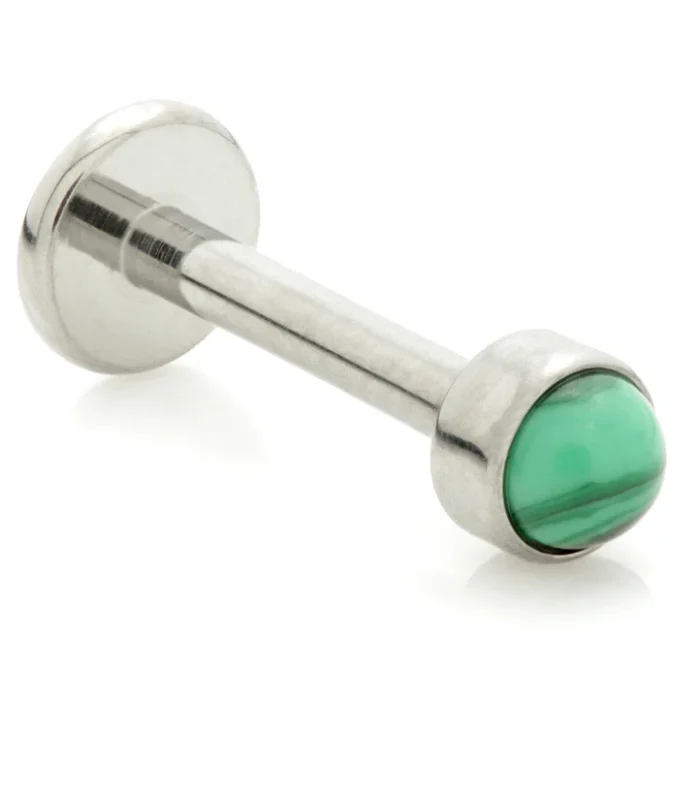 Ti Threadless Labret with Malachite Stone Bezel Attachment