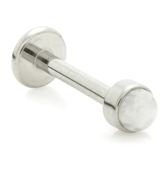 Ti Threadless Labret with Moonstone Bezel Attachment