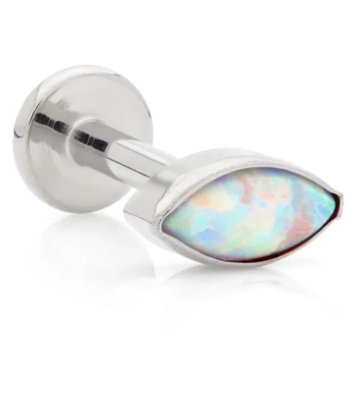 Ti Threadless Labret with Opal Bezel Marquise Attachment