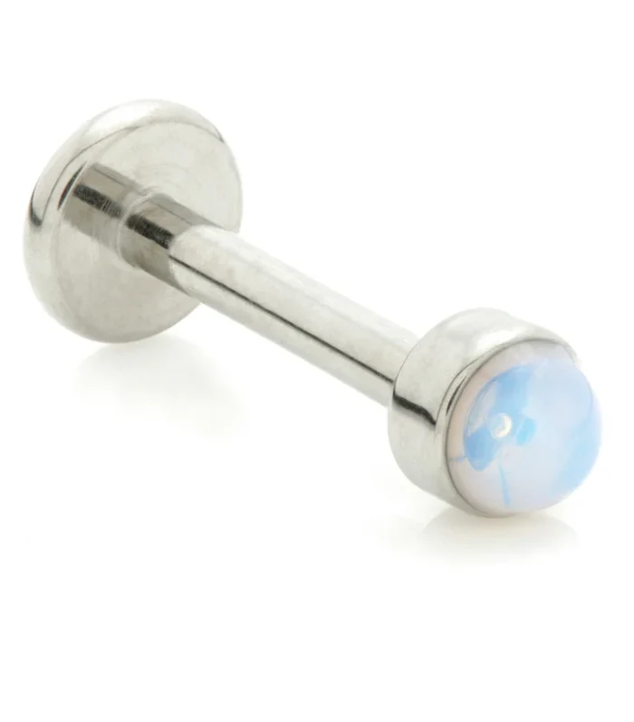 Ti Threadless Labret with Opalite Stone Bezel Attachment