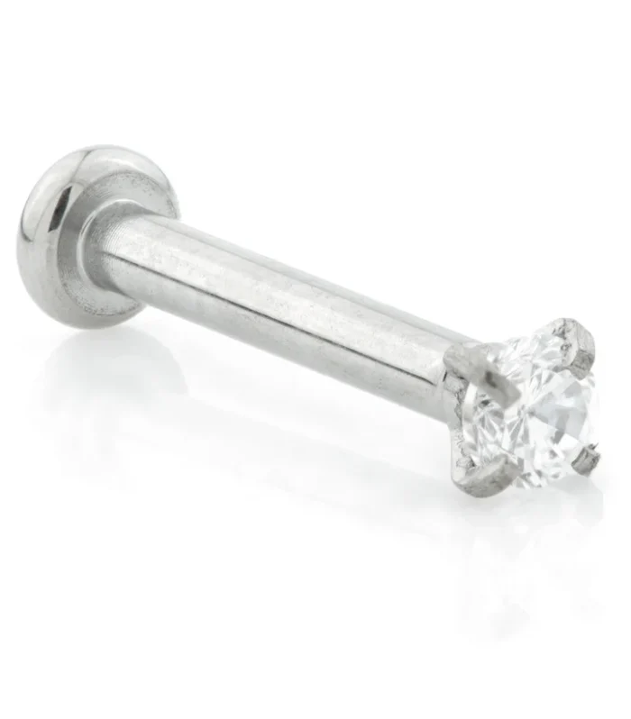 Ti Threadless Small Base Labret with Prong Set Gem