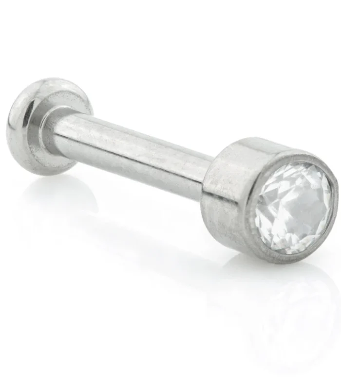 Ti Threadless Small Base Labret with Ti Gem Disk