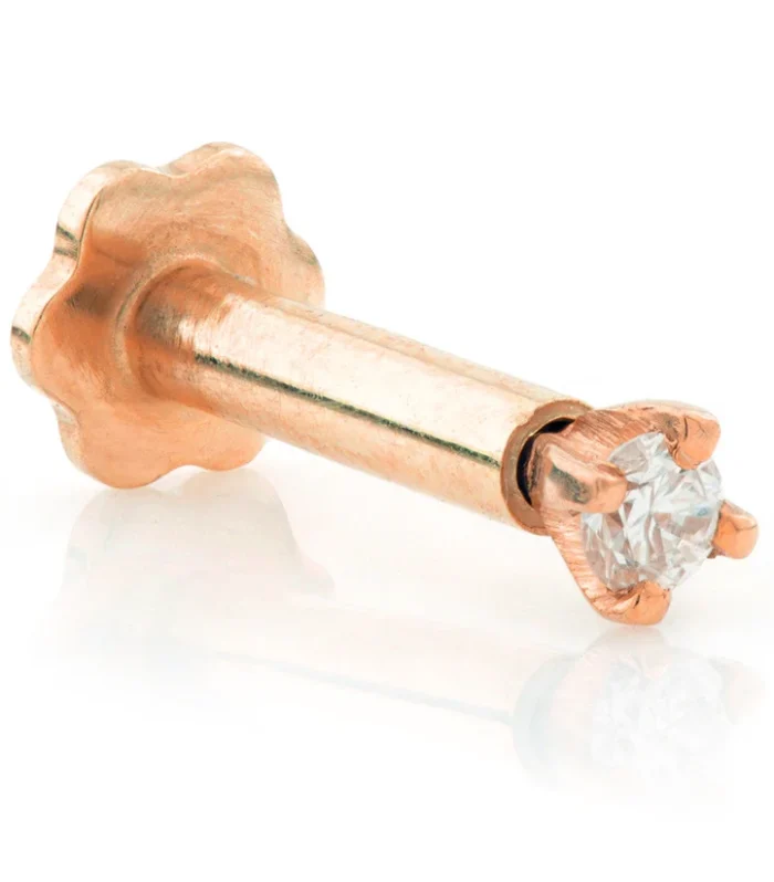 TL - 14ct Gold Diamond Solitaire Internal Labret