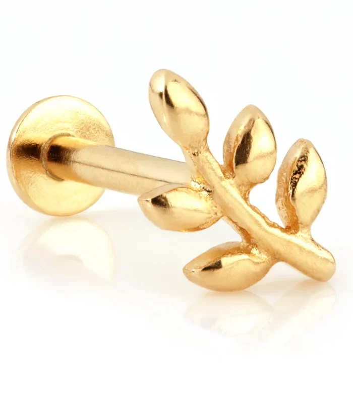 TL - 9ct Gold Leaf Internal Labret