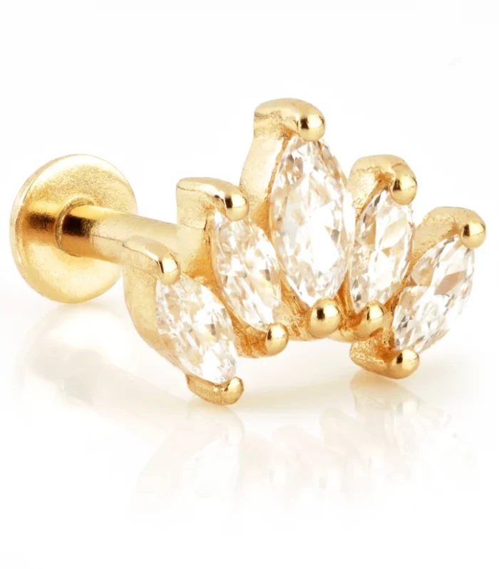 TL - 9ct Gold Marquise Crescent Internal Labret
